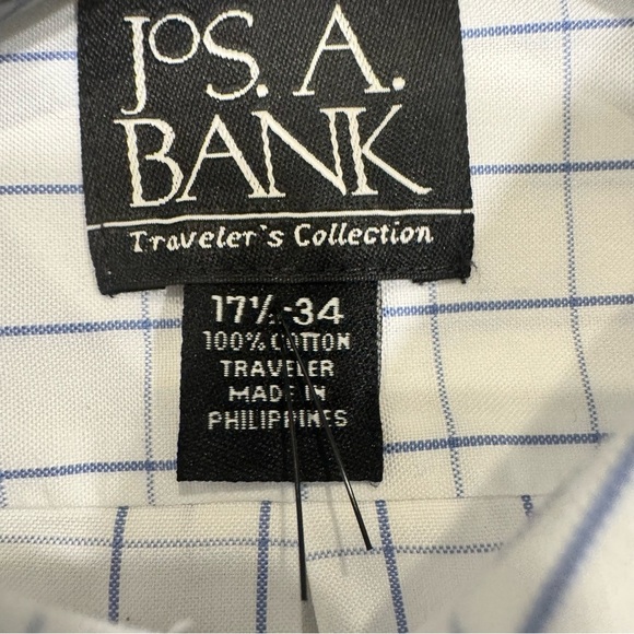 Jos. A. Bank Men's Non Iron Button down Shirt Long Sleeves Check Sz 17.5 - Picture 7 of 13